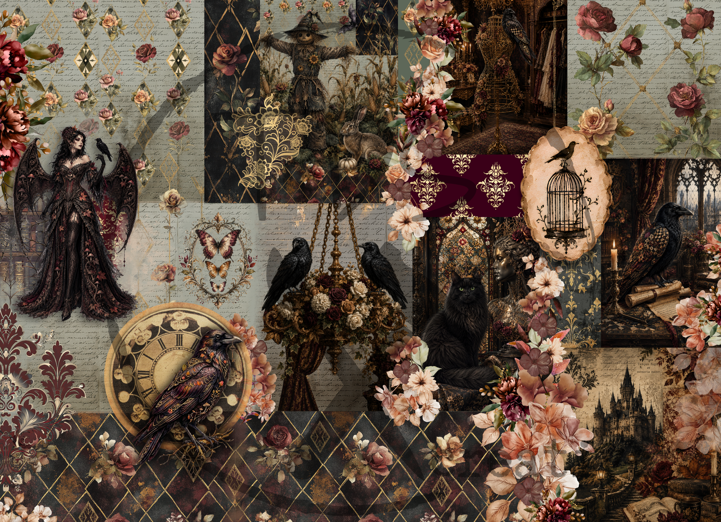 Decoupage tissue Paper Ravens Hallow