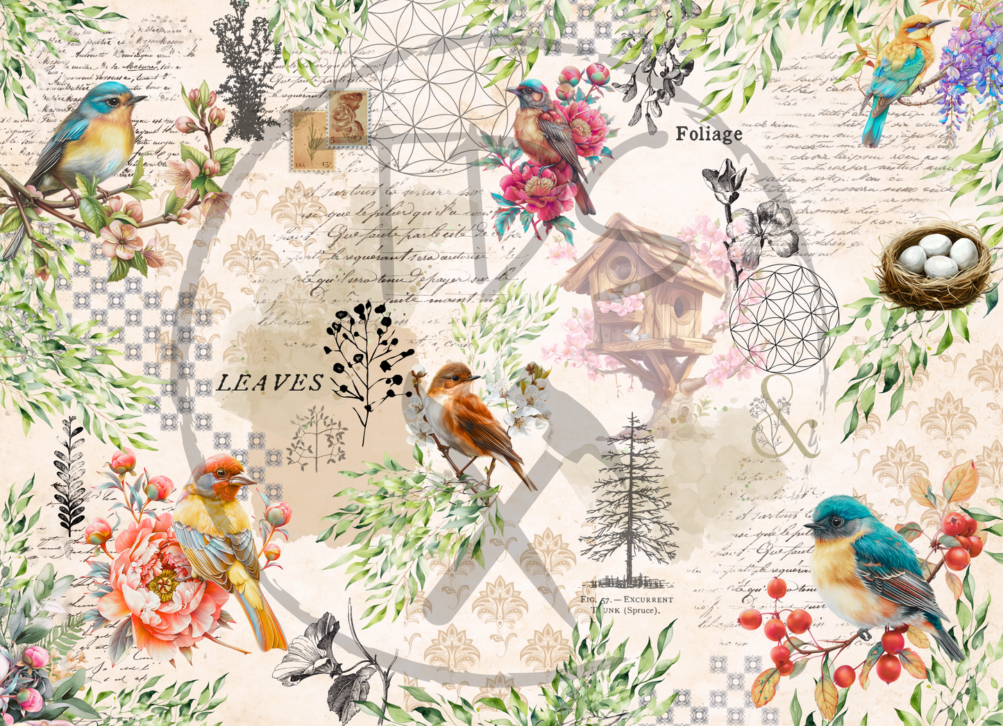 Decoupage Tissue Paper Avian Botanicals