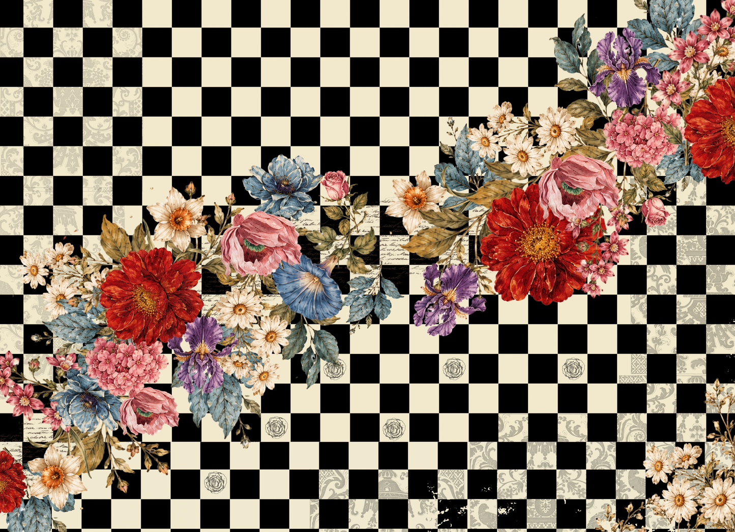 Decoupage Tissue Paper Checkered Road