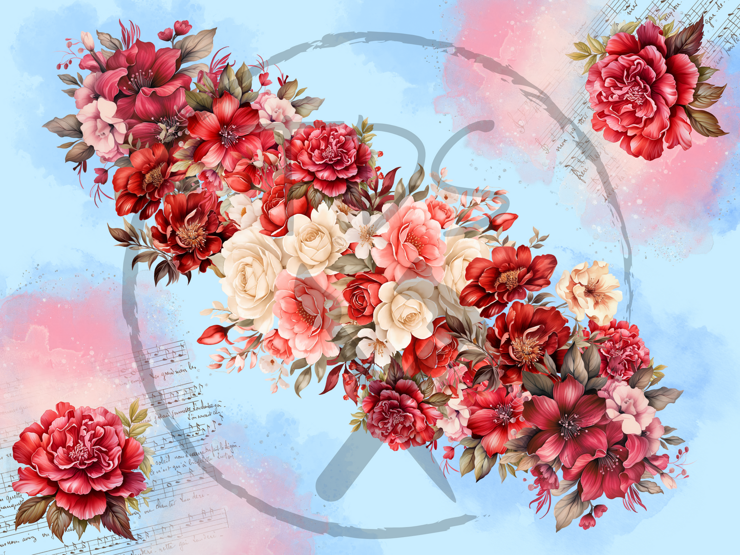Decoupage Tissue Paper Florals and Music