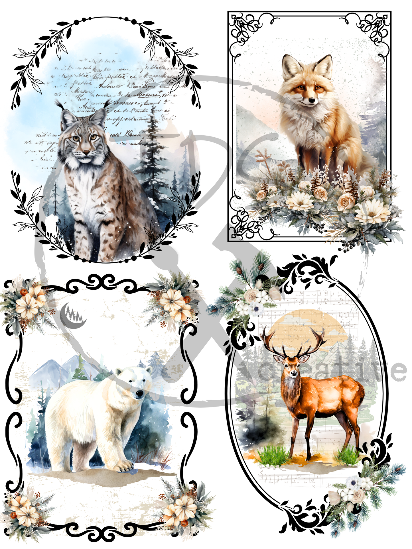 Decoupage Tissue Paper Framed Wildlife #2