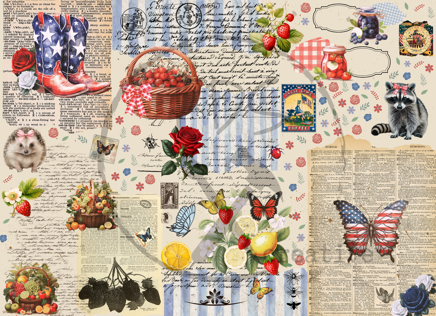 Decoupage Tissue Paper Fruit & Freedom