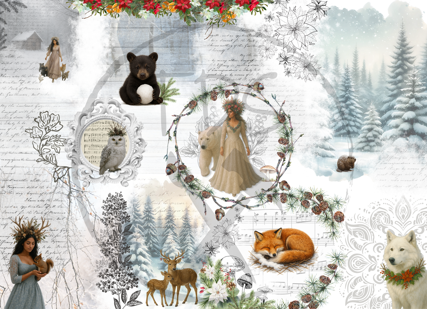 Decoupage Tissue Paper Nature in Winter