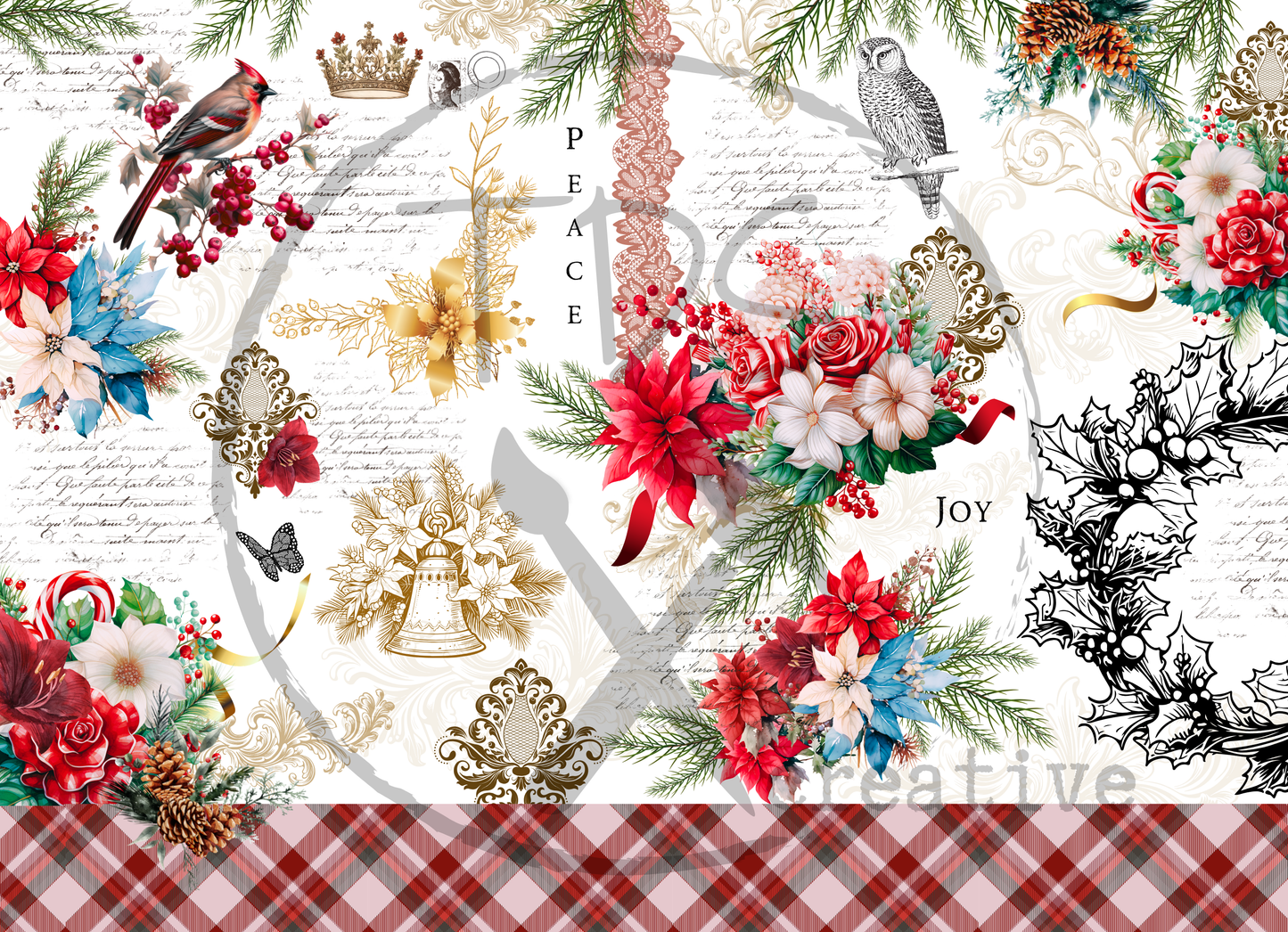 Decoupage Tissue Paper Peace and Joy