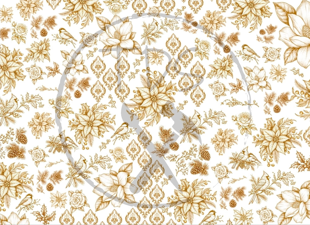 Decoupage Tissue Paper Golden Toile