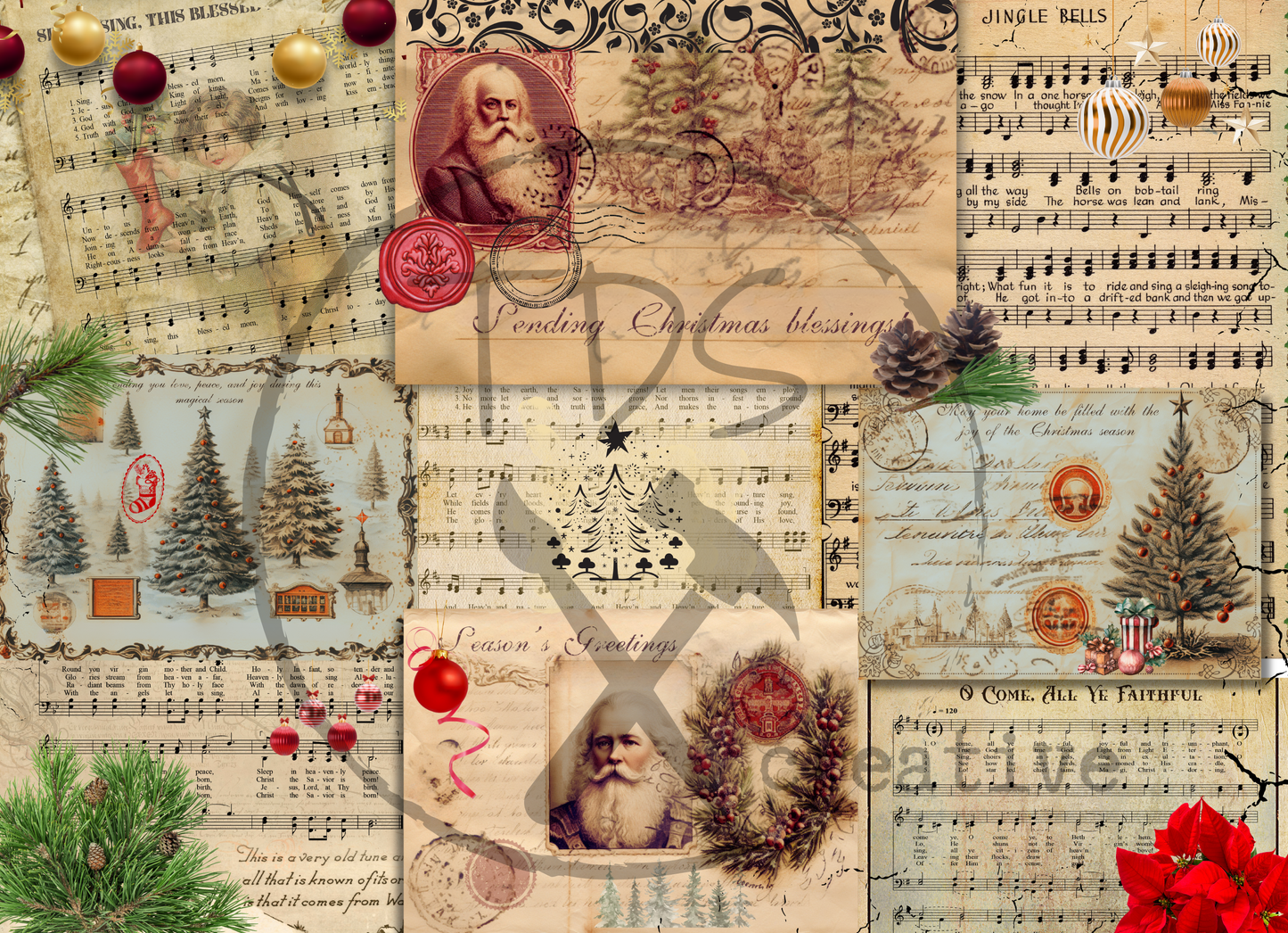 Decoupage Tissue Paper Vintage Greetings