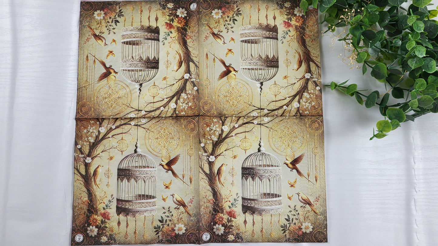 Golden Aviary (2 Decorative Napkins)