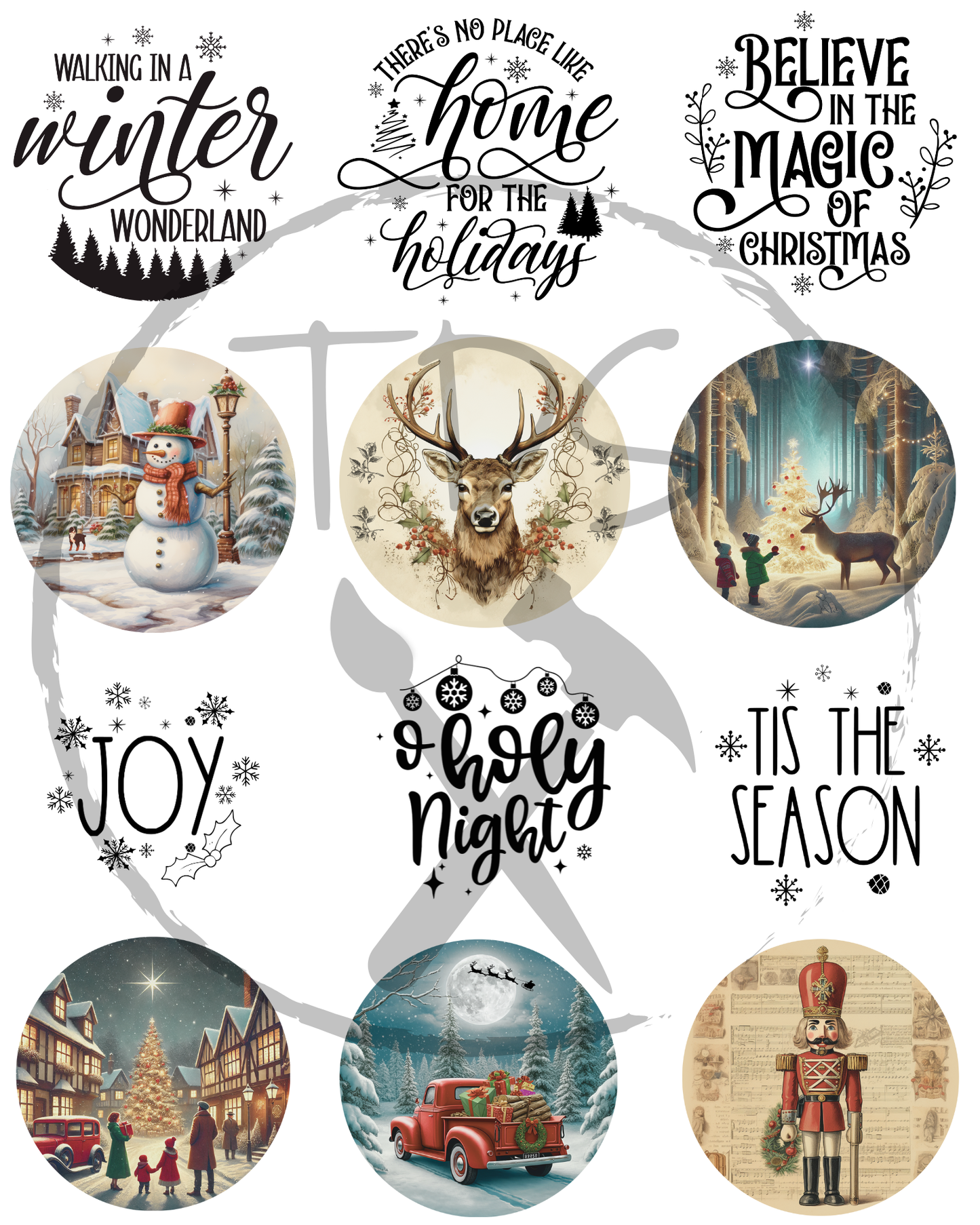 Dry Rub on Transfers Traditional Christmas