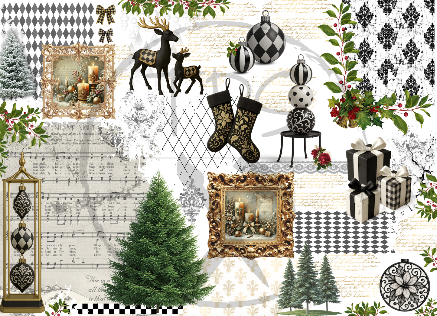 Decoupage Tissue Paper Black and White Event