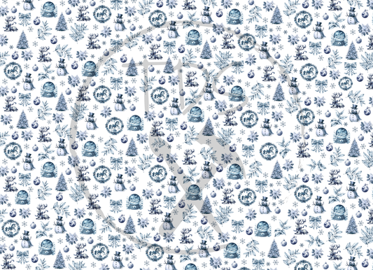 Decoupage Tissue Paper Blue Toile