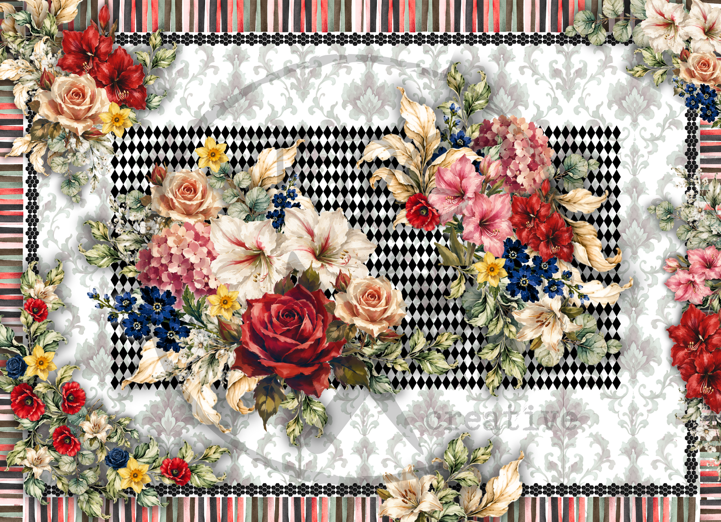 Decoupage Tissue Paper Crimson Manor