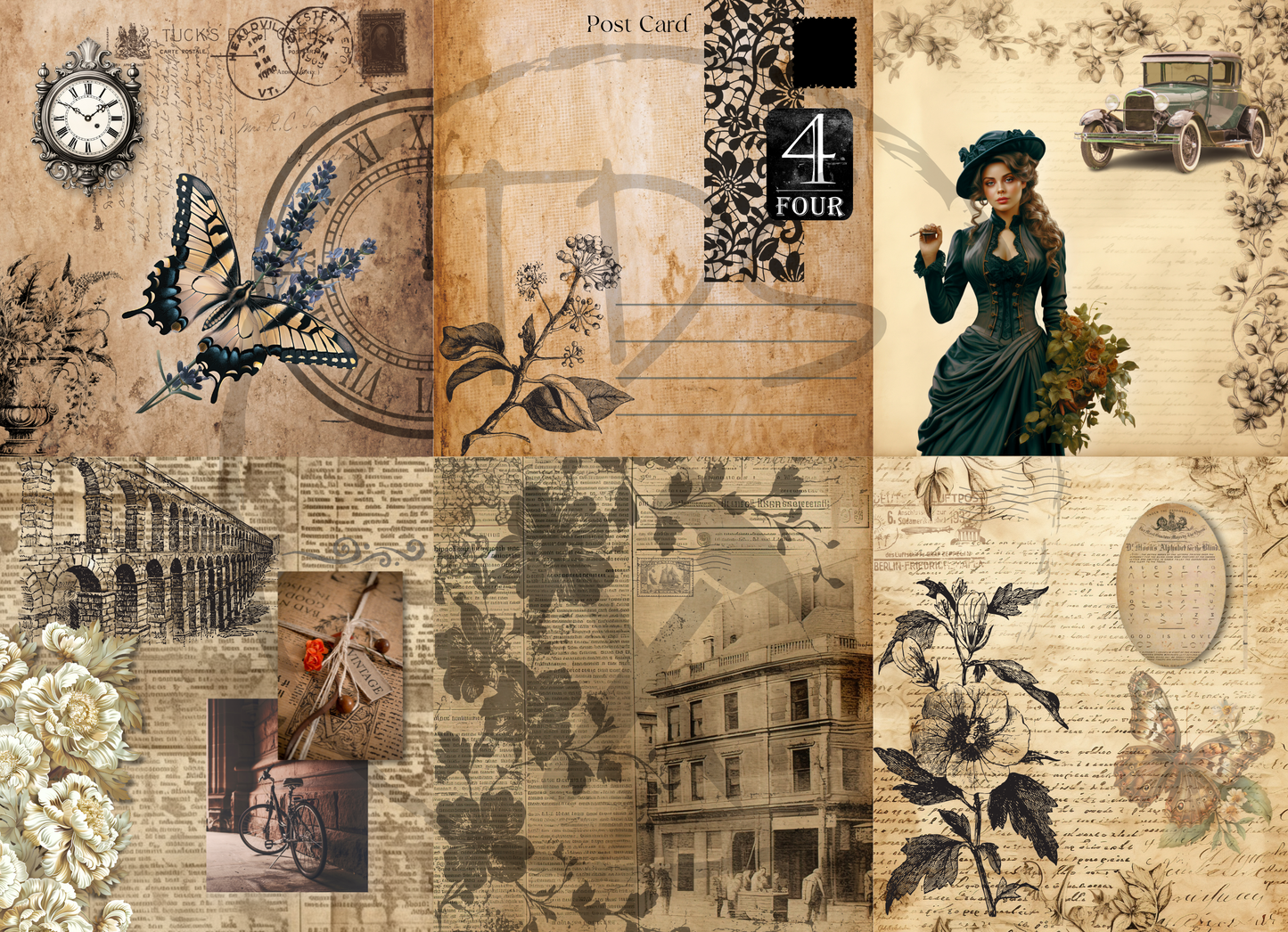 Decoupage Tissue Paper Ephemera Mash Ups