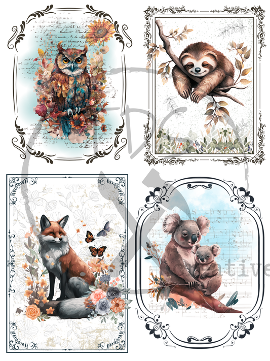 Decoupage Tissue Paper Framed Wildlife #1