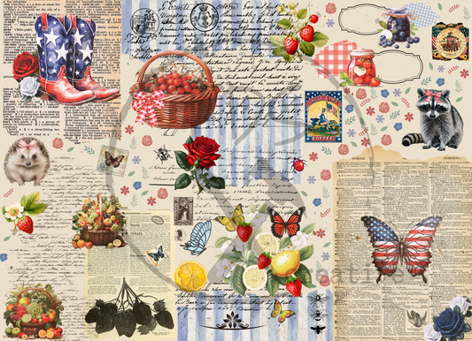 Decoupage Tissue Paper Fruit & Freedom