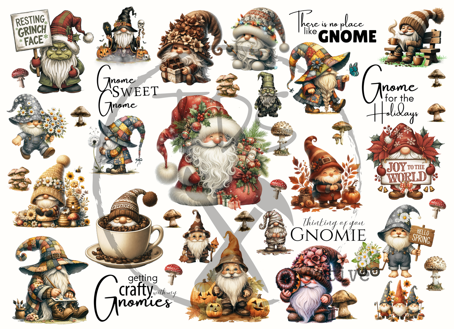 Decoupage Tissue Paper Gnomes for all season