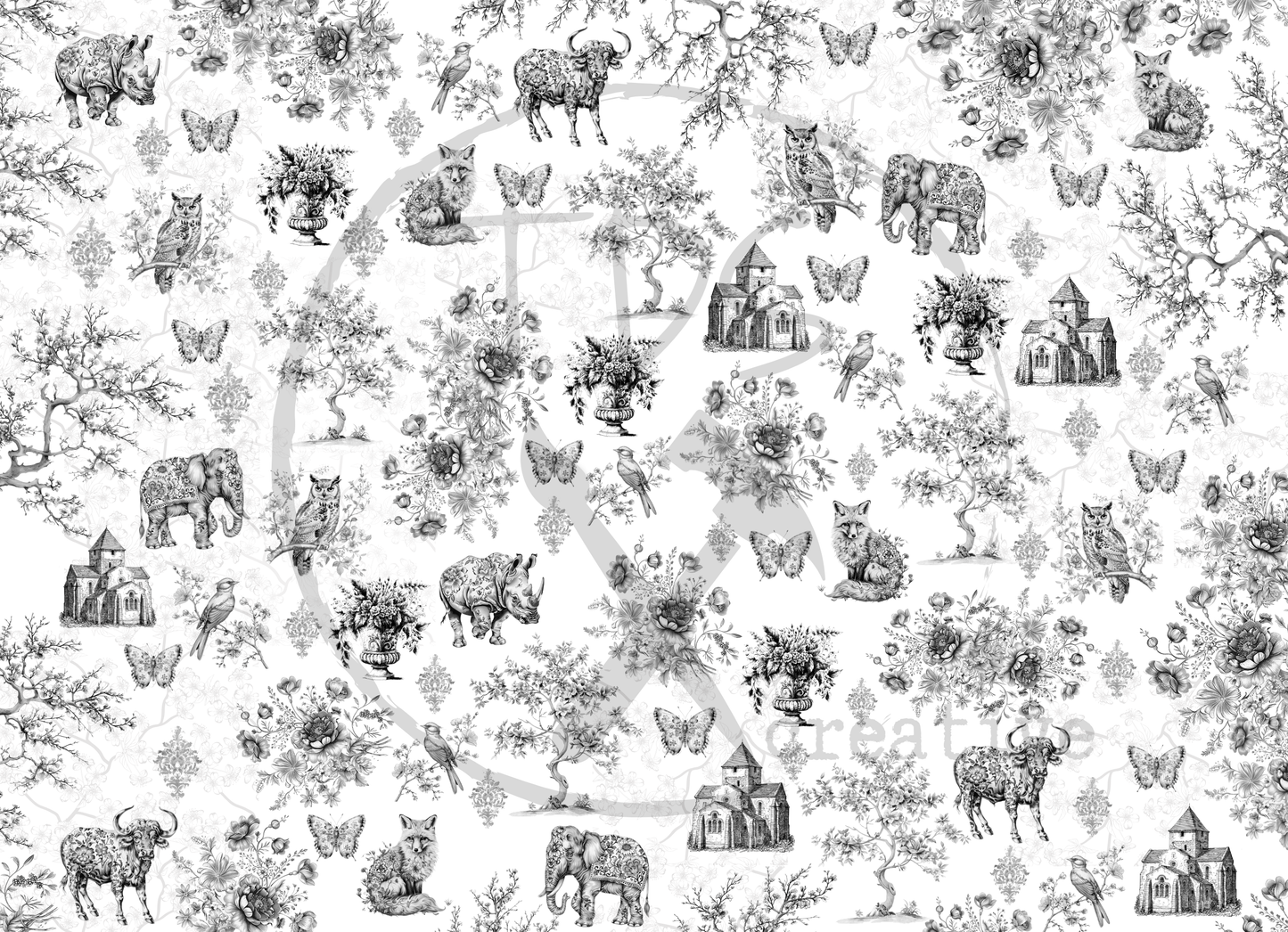 Decoupage Tissue Paper Inked Toile