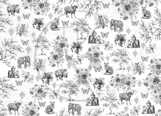 Decoupage Tissue Paper Inked Toile