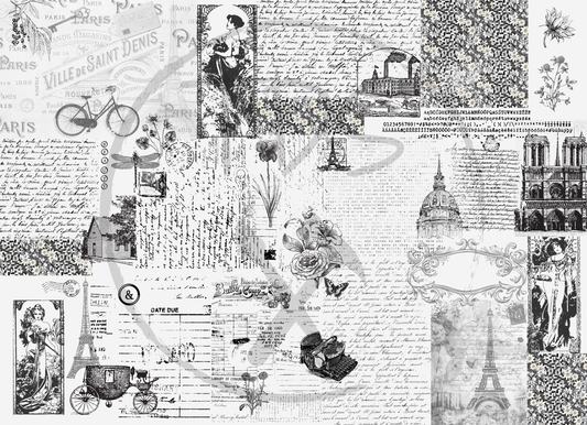 Decoupage Tissue Paper Old Paris Typography