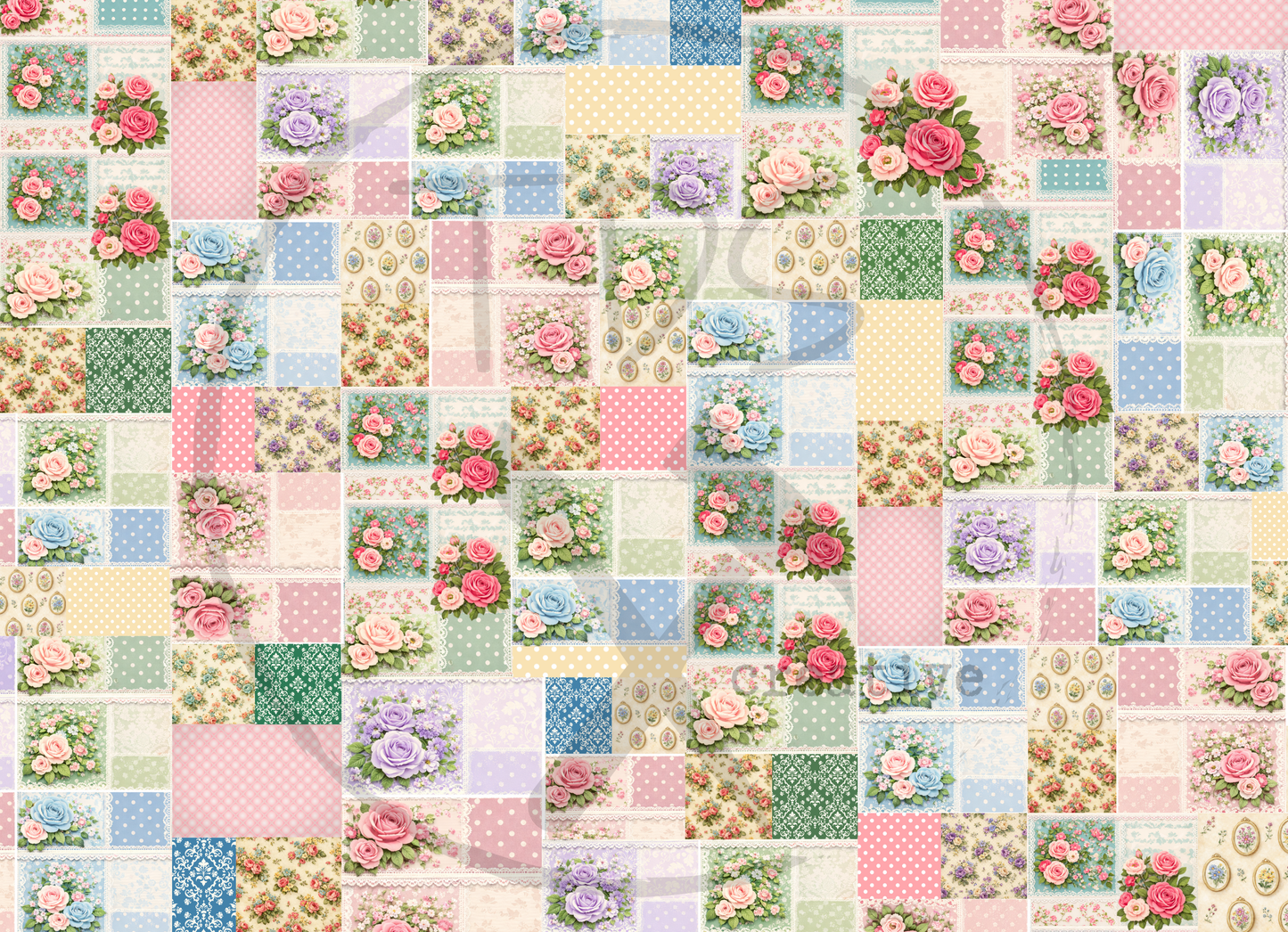 Decoupage Tissue Paper Quilted Patchwork