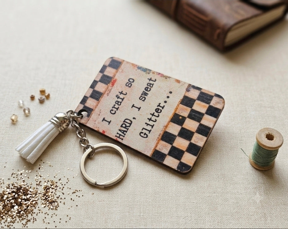 TDS Creative I sweat glitter key chain