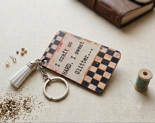 TDS Creative I sweat glitter key chain