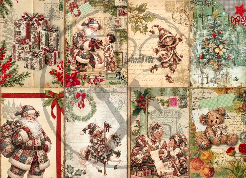 Decoupage Tissue Paper Whimsy Kringle Town