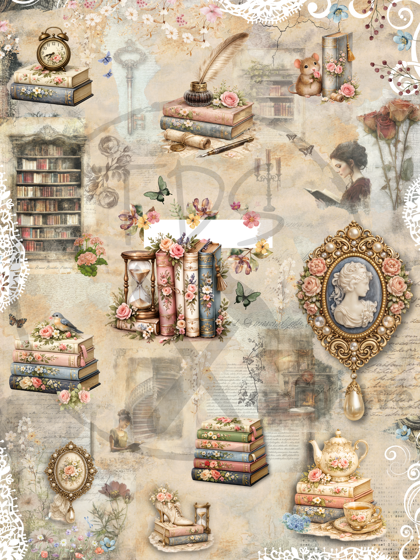 Decoupage Tissue Paper Hidden Library